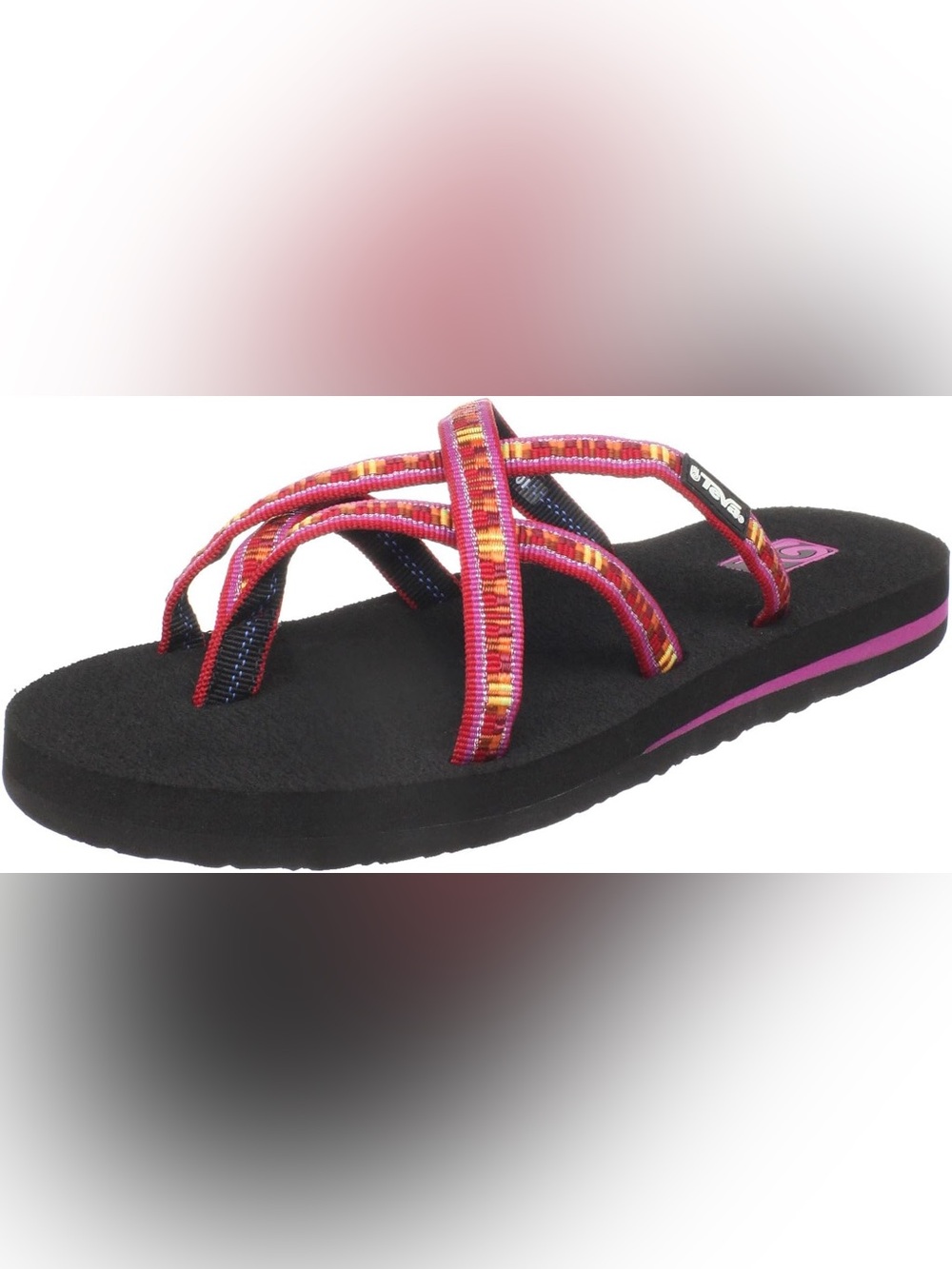 Teva Olowahu Sandals Woven Thong Straps Comfort Sole Women 10 Pink/Black
